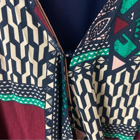 Anthropologie Porridge Virginia Maxi Wrap Dress L Patchwork Abstract Artsy Boho - Picture 8 of 10